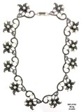 法國設計華麗花朵串聯造型鑲珍珠馬克賽泰銀項鏈 泰國曼谷原產地
