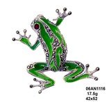 泰國進口鑲嵌馬克賽青蛙泰銀胸針 兩用胸針 精湛綠色滴膠質感通透