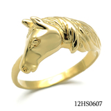 立體生動馬頭造型個性化鍍金18K包金戒指 法國設計生產超厚3微米鍍金首飾
