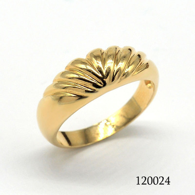 燈芯草條紋凹刻男式鍍金18K包金戒指 厚度達到3微米的鍍金層 遠超國產